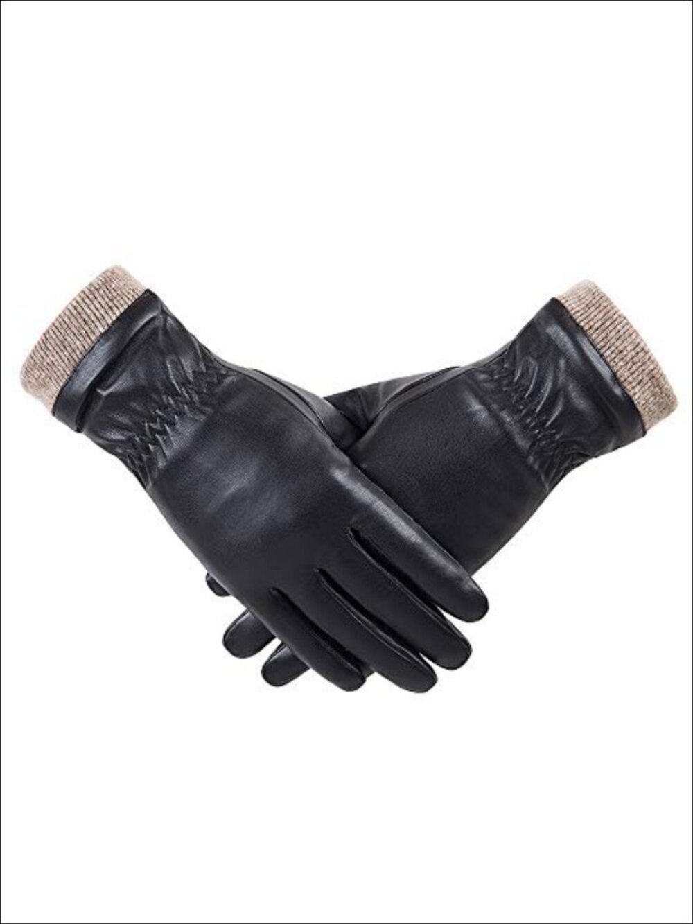 Winter PU Leather Gloves Fleece Lined Warm Touchscreen Texting Thermal Snow